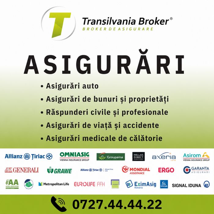 Asigurari Auto, RCA, CASCO, locuinta, calatorii, sanatate, viata, etc posibilitate RATE