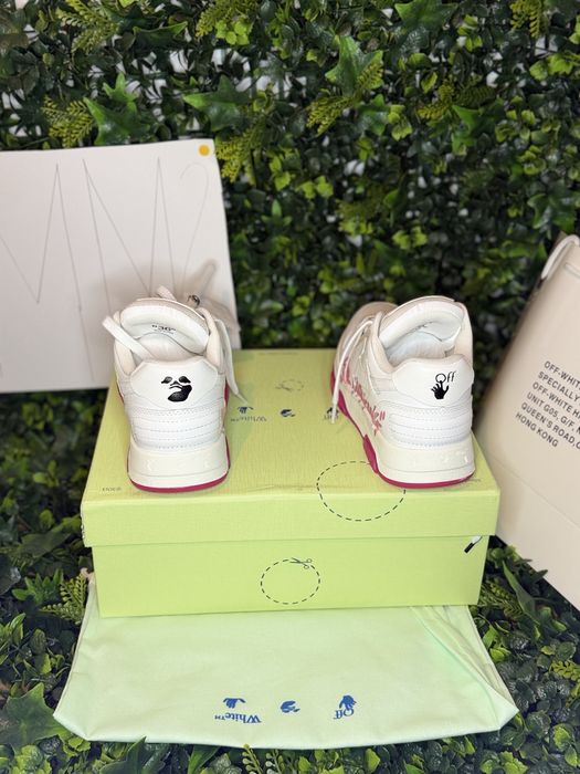 Adidasi sneakers off white ‘’for walking’’ white fuchsia shoes