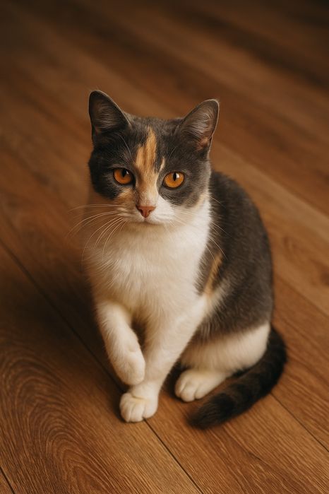 Пристраивается кошка