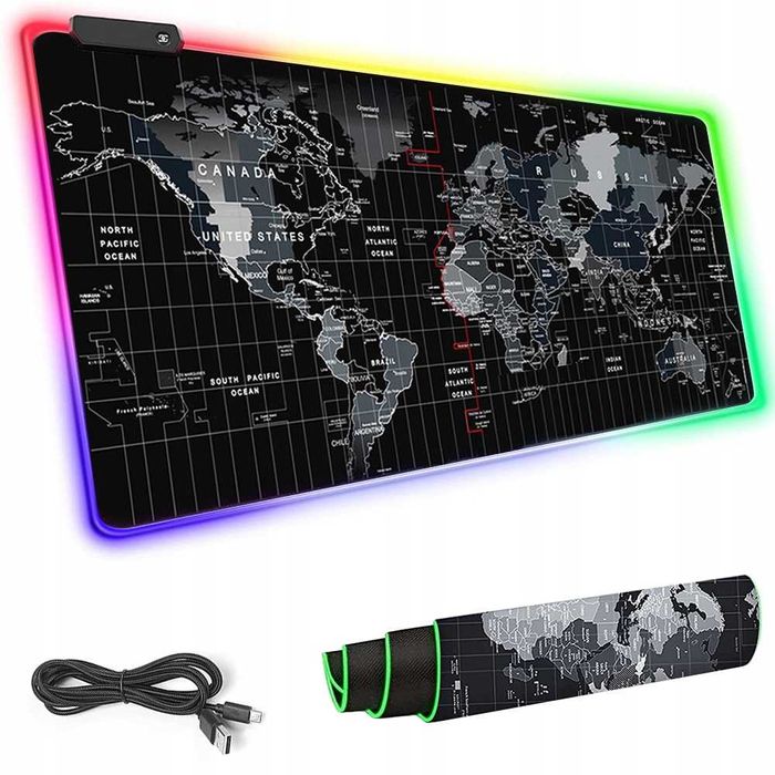Mousepad gaming LED XXL 7 culori RGB 4 moduri de iluminare USB 90x40cm