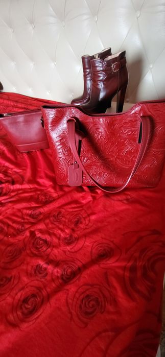 Geanta mare piele naturala, geanta mica piele naturala , ghete Musette