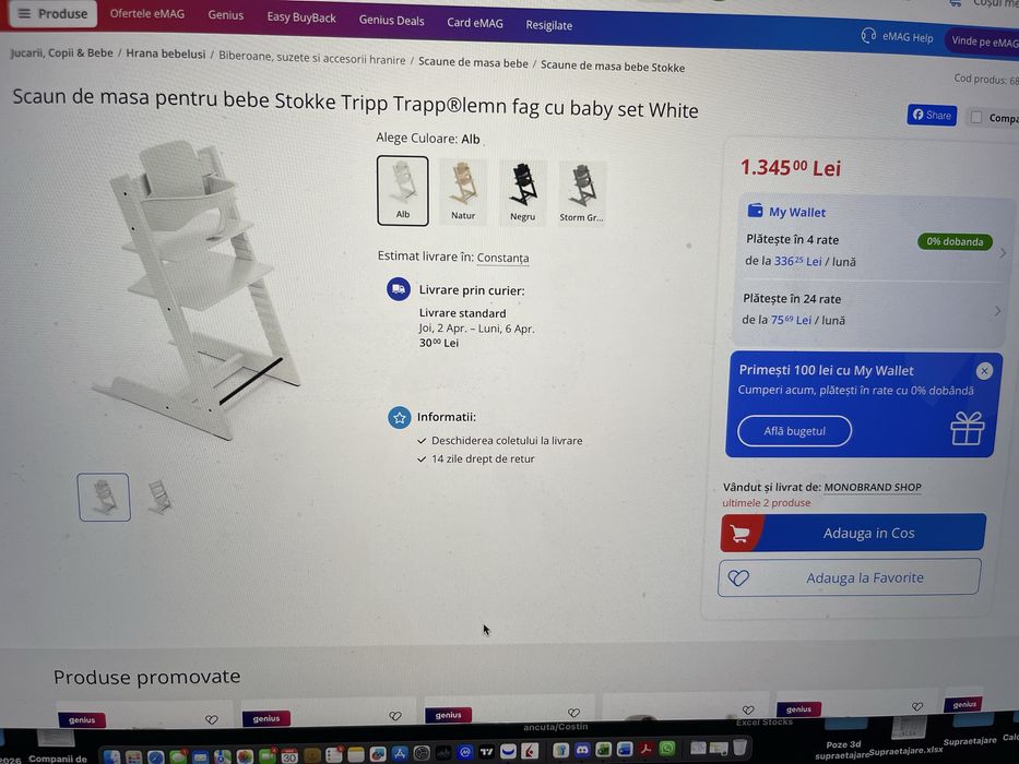 Scaun de masa pentru bebe  Stokke trip trapp lemn fag