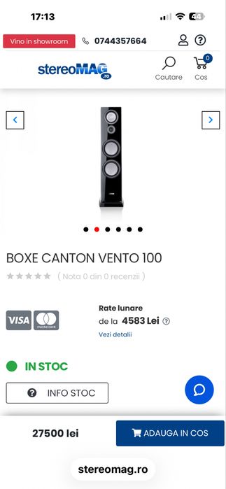 Boxe Canton Vento 100/Garantie 2027/Impecabile/Pret De Magazin 27.500 Ron