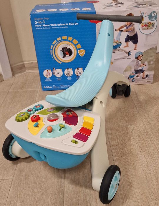 Активно-двигателна играчка 5 в 1 Tiny Love - Walk Behind & Ride-on, синя