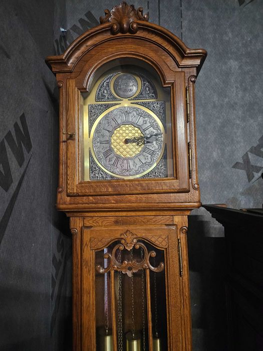 Vand ceas de podea cu 3 greutati carcasa lemn masiv