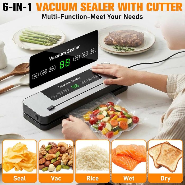 Aparat de Vidat Alimente Speedmile, 30 cm, 120W, Otel Inoxidabil, Set complet cu 30 pungi si 3 role de vidat