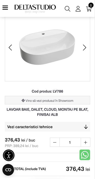 Set lavoar mobilier baie masca lavoar nou Delta Studio 60 cm