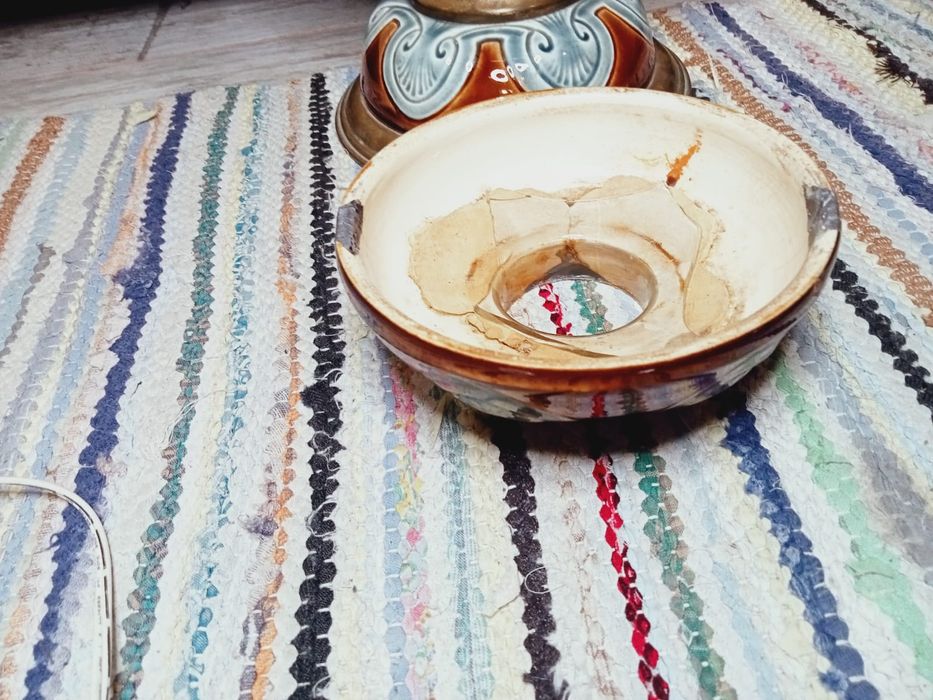 Lampa veche majolica, sfârșit anu 1800 început anu 1900, Austro-Ungara