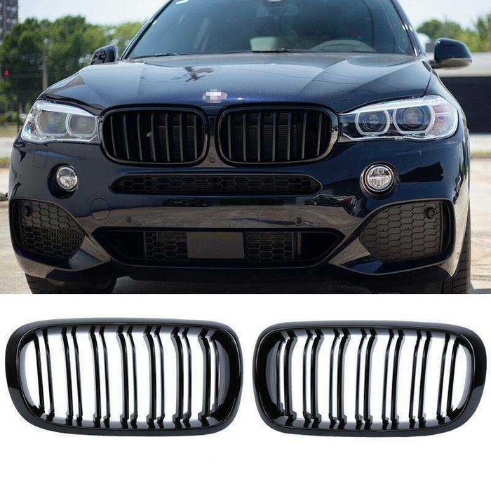 Решетки Бъбреци за БМВ BMW X5 F15 X6 F16 2013-18г. Черен Гланц Двойни
