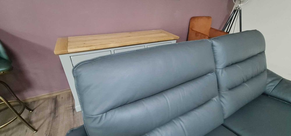 Сив кожен диван тройка "Carter" с електрически релаксиращ механизъм