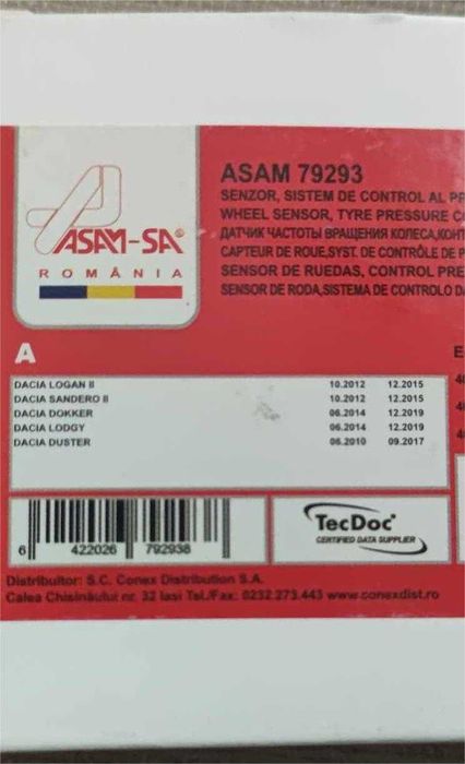 Датчик за налягане Dacia / Renault, честота 433MHz
