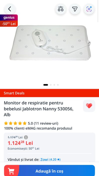 Monitor de respiratie bebelusi Jablotron Nanny