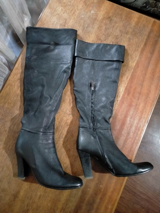 Сапоги ботфорты кожаные, осенние.