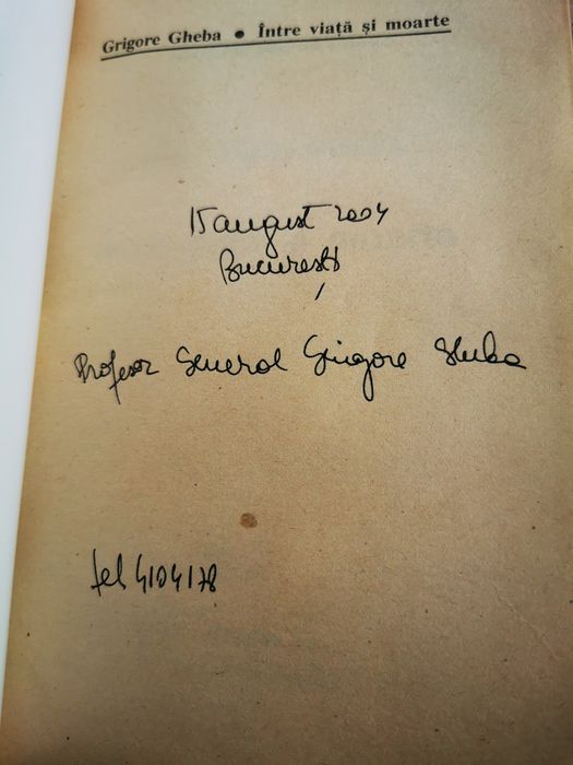 Grigore Gheba intre viata si moarte (stare buna,foarte rara)-AUTOGRAF