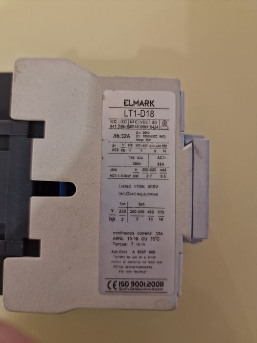 Contactor trifazic 18A