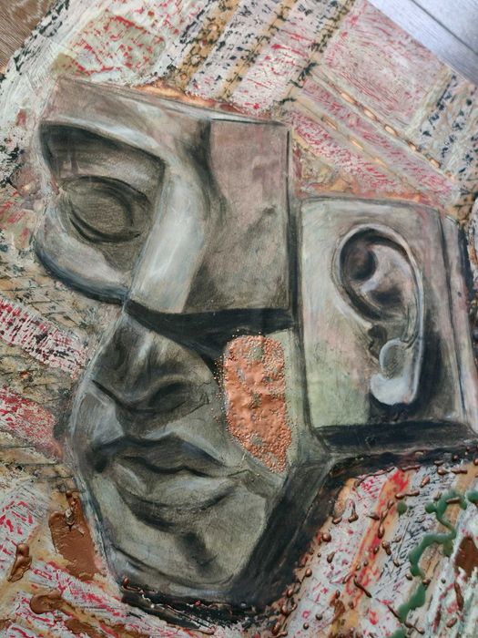„Reîntregire” – tablou original, artă contemporană, 60 × 60 cm