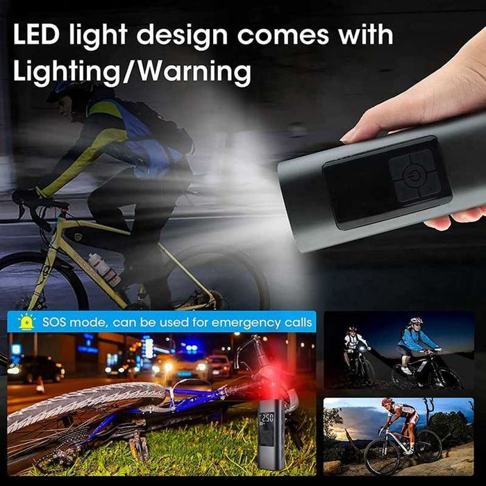 Акумулаторен компресор,150 PSI,тегло 0,5 кг., литиева батерия 6000 mAh