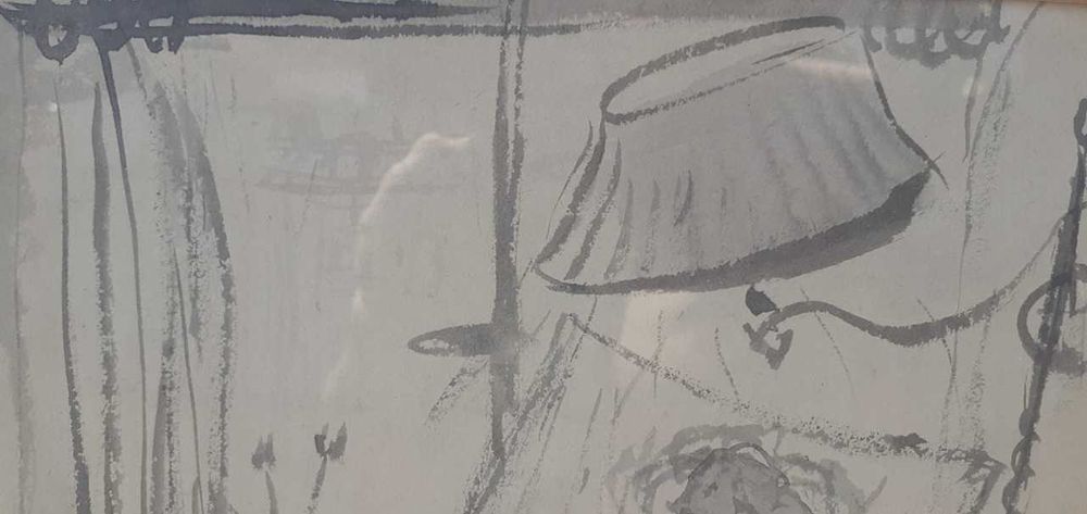 Tablou vechi - tus laviu - semnat H.K.