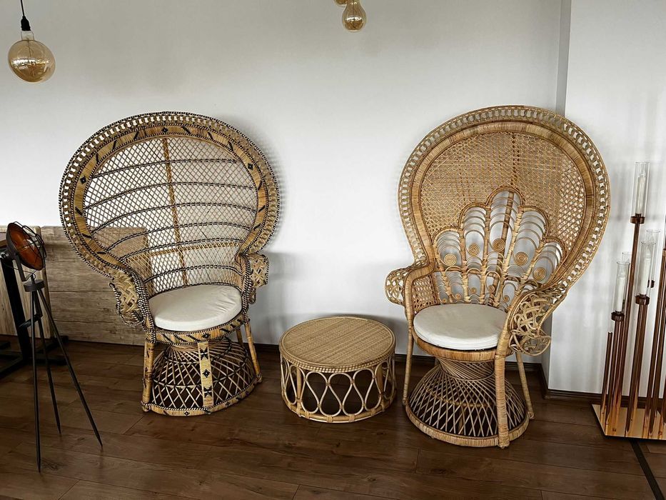 Scaun PEACOCK ratan natural, decor evenimente, photo corner