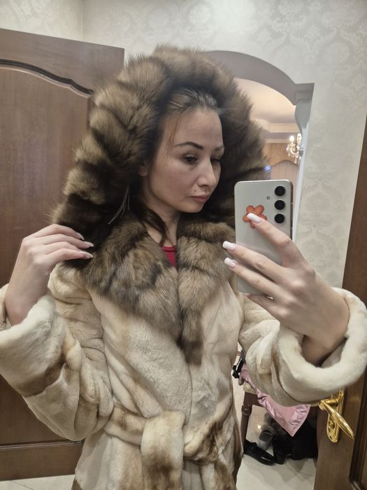 Шуба норка с соболем