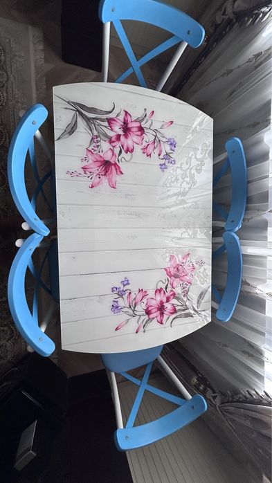 Раскладной стол (турецкий) с 6 стульями