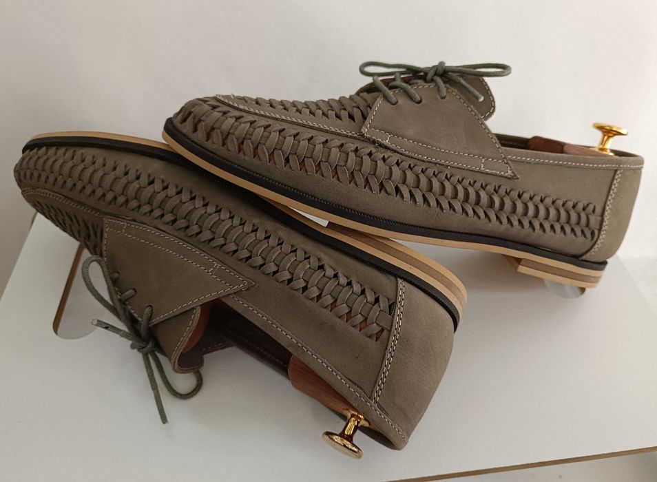 Pantofi derby 44 casual premium Blaq NOI piele naturala moale impletit