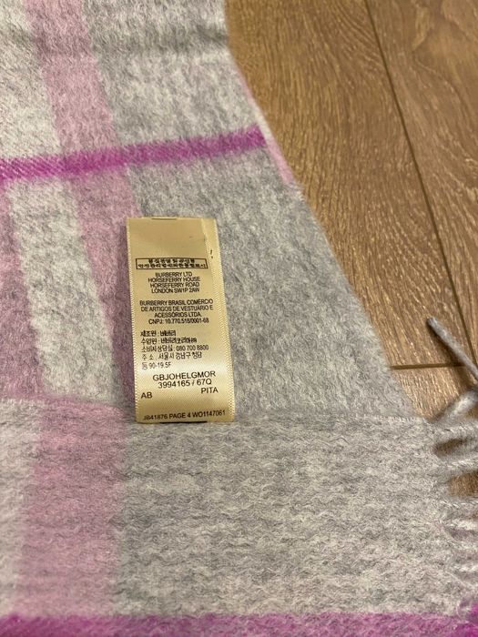 ОРИГИНАЛЕН BURBERRY Pale Grey Check кашмирен шал