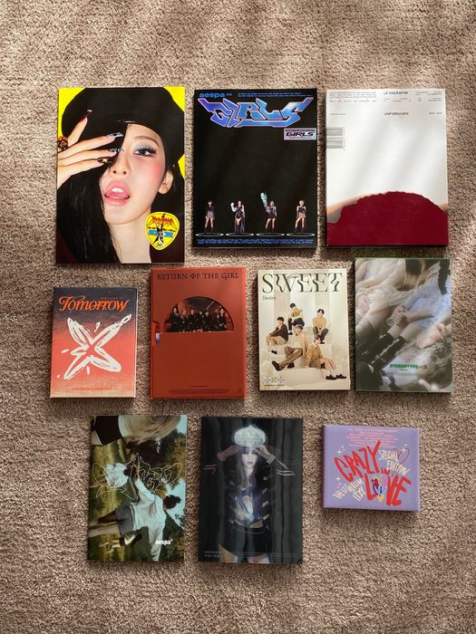 Aespa, Lesserafim, Txt, Stayc, Idle, Itzy, Everglow kpop албуми