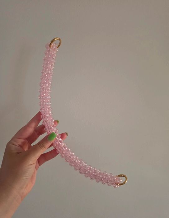 Geantă elegantă handmade cu mărgele roz