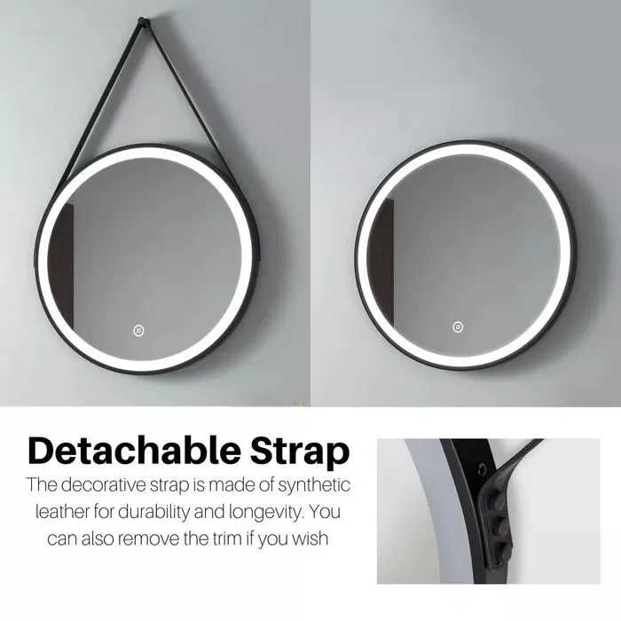 Кръгло огледало ЛЕД  LED осветление, 50 см, стенно огледало  16