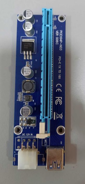 Adaptor extensie PCiEx X1 la X16 pe USB - Riser Card Extender PCI E PCIe M.2