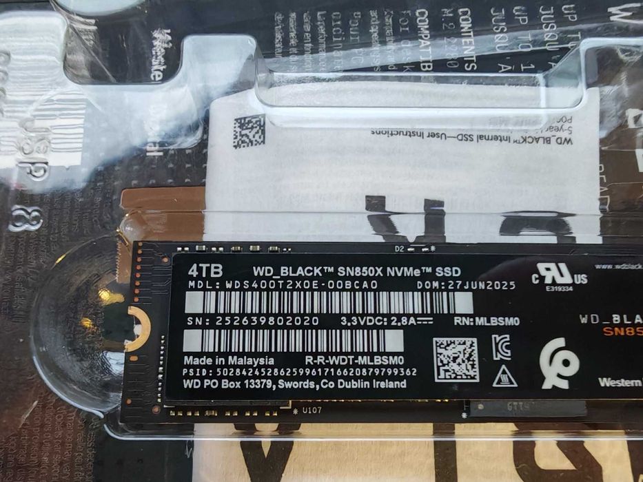 НОВ ! Western Digital Black SN850X 4TB PCIe 4.0 NVMe