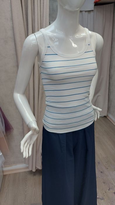 Рибсен потник бял със синьо райе