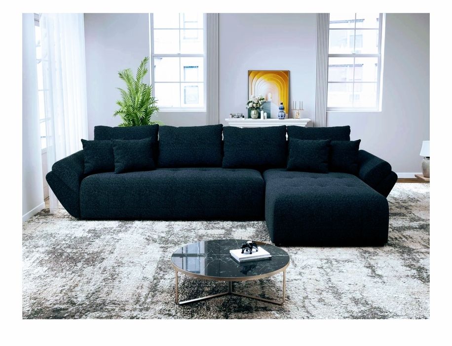 Colțar extensibil dumonde cu ladă de depozitare Berlin XL Monte Negru 99 II 350x185 cm