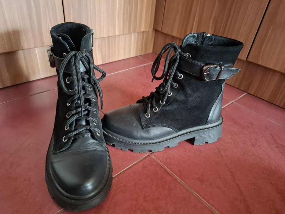 Кожени черни боти от естествена кожа