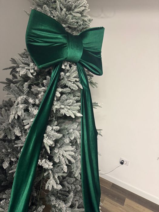 Vând funda mare catifea verde smarald pt brad, ușă, alte decoruri