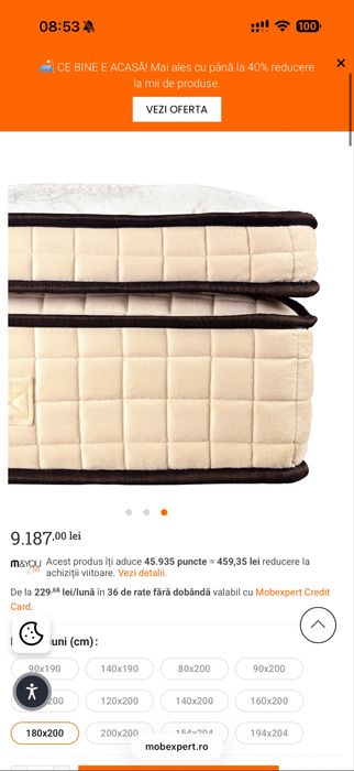 Vand URGENT Saltea premium Mobexpert 180x200 (9.187 lei in magazin)