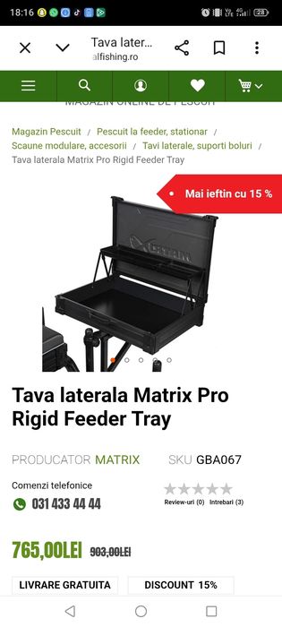 Tava laterala Matrix Pro Rigid Feeder Tray