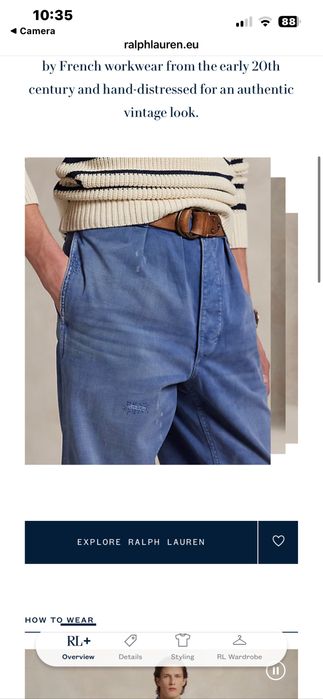 POLO Ralph Lauren : Straight Fit Distressed Twill Trouser - НОВИ