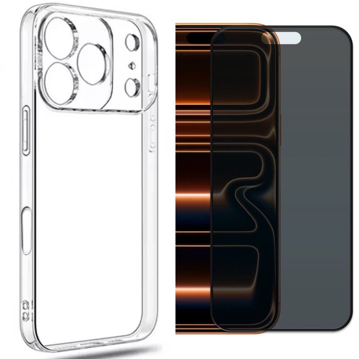 Husa Tpu Slim + Folie Sticla Privacy Iphone 17 17 AIR 17 PRO MAX 17