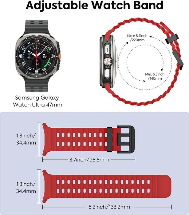 Силиконова Каишка за Samsung Galaxy Watch Ultra - Червен цвят