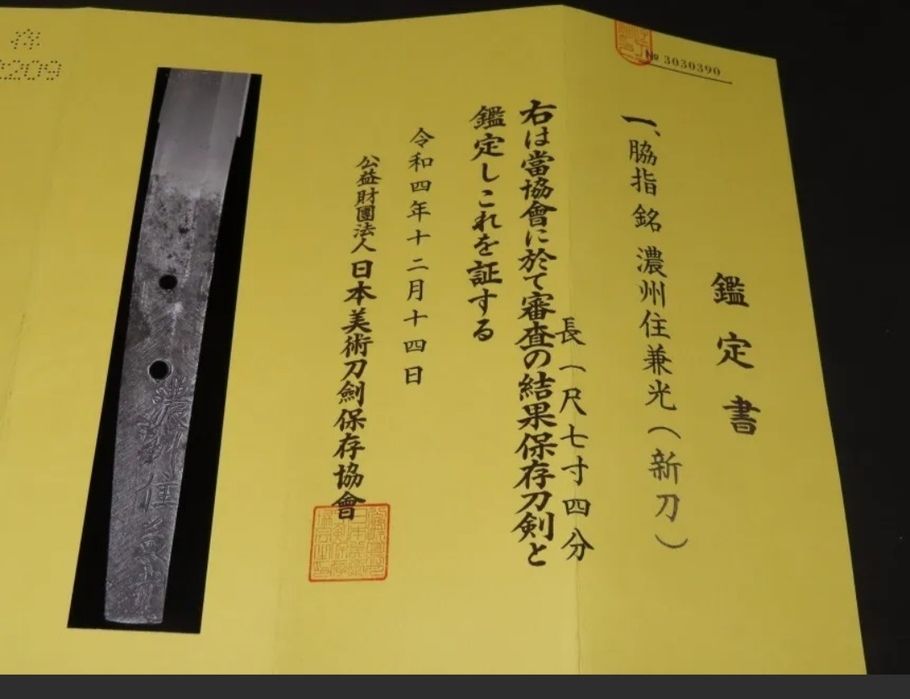 Katana- Вакизаши в ширасая - надпис по острието - Noshu  Ju Kanemitsu