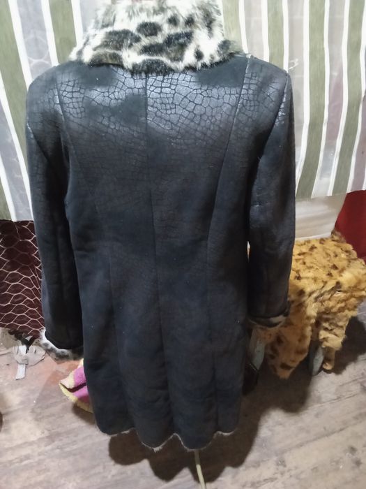 Пальто, Дублёнка с искусственным мехом 46 размер