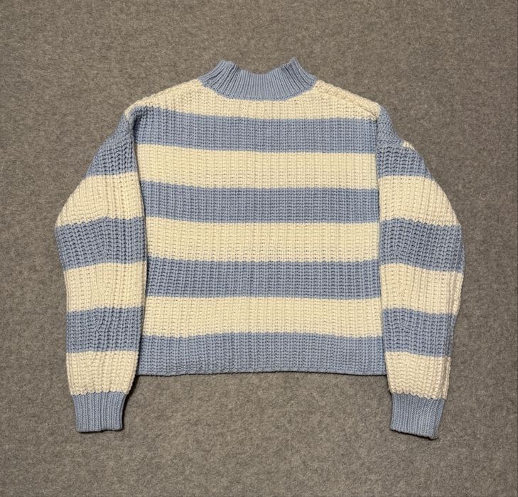 Pulover Cropp alb-bleu