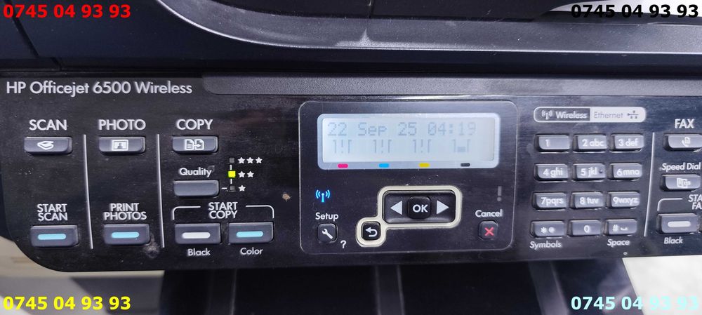 hp officejet 6500 wireless e709n si alimentator cartus negru incarcat