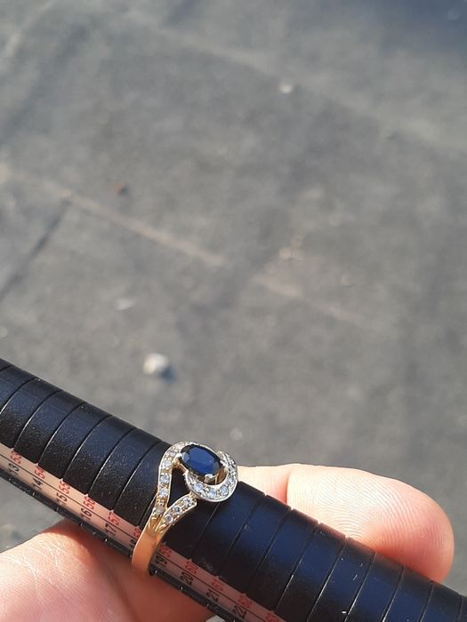 Inel aur 18kt safir diamant diamante mărimea 58