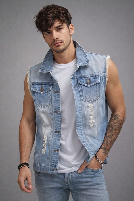 НОВО! Страхотен Мъжки Дънков Елек – Топ качество!