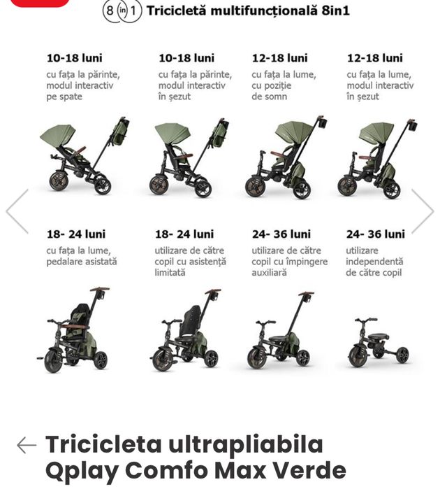 Tricicleta 8 in 1 q play comfo max