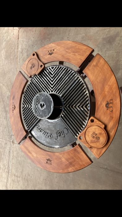 Plită + GRĂTAR ROTUND Oțel , inox , fontă