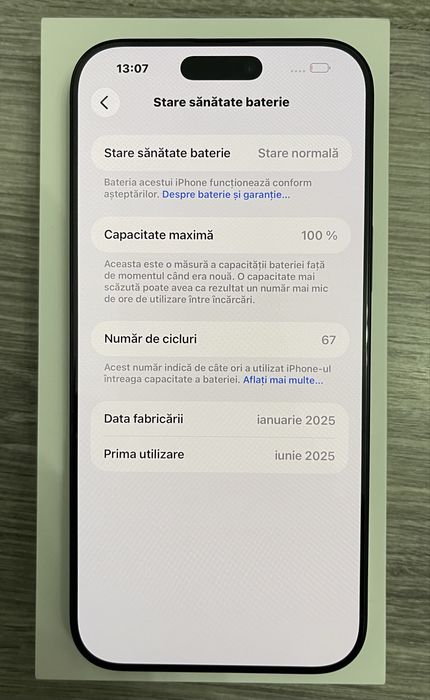 Iphone 16 Pro Max 256GB – Ca nou, 100% baterie, 67 cicluri, GARANȚIE 1 AN